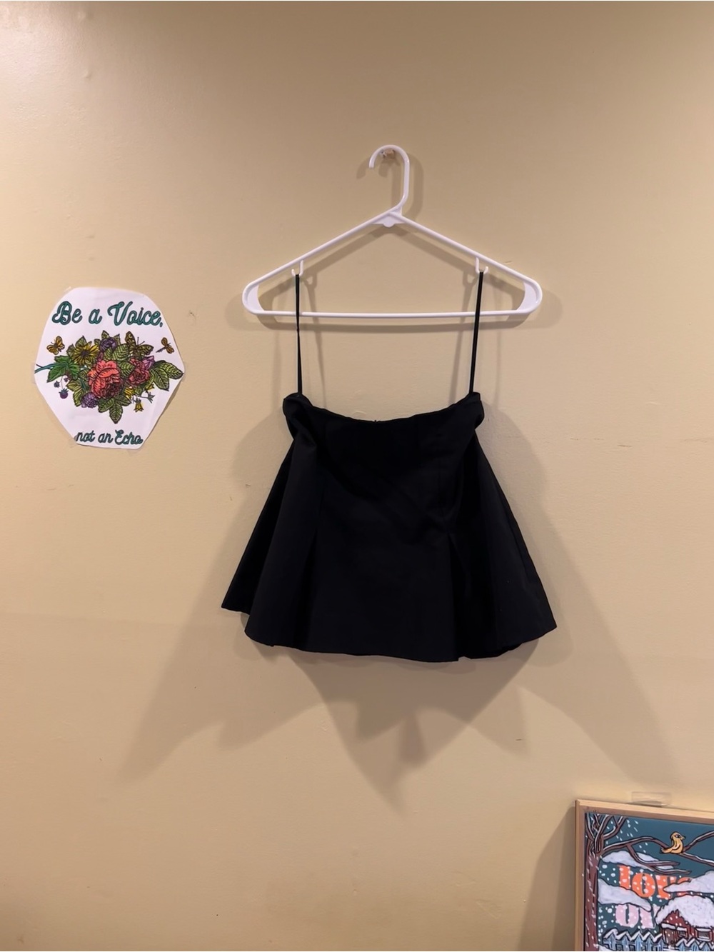 Black A-Line Mini Skirt with Spaghetti Straps